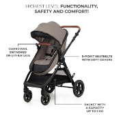 Imagine Cărucior multifuncțional Kinderkraft ESME 3 în 1, Sand Beige