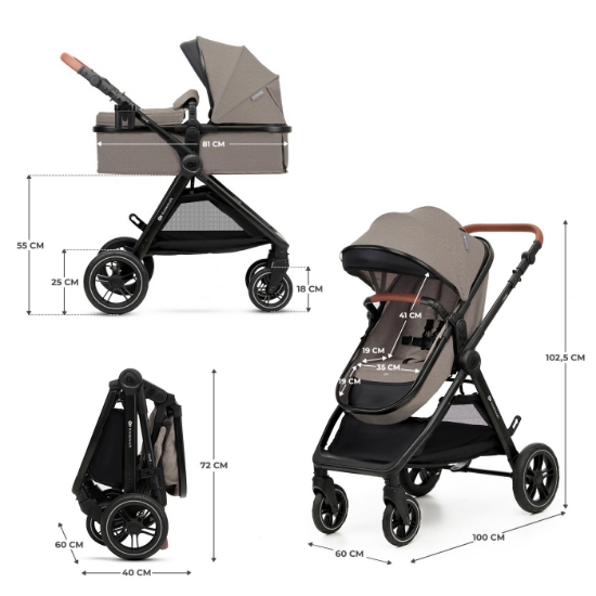 Imagine Cărucior multifuncțional Kinderkraft ESME 3 în 1, Sand Beige