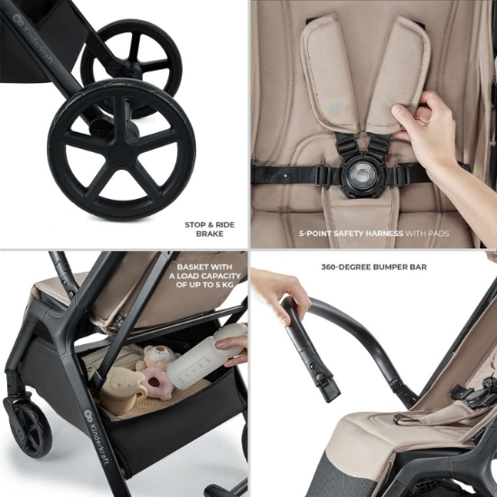 Imagine Cărucior sport Kinderkraft LOOM, 0–22 kg, Linen Beige