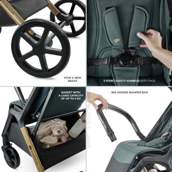 Imagine Cărucior sport Kinderkraft LOOM, 0–22 kg, Jade Green