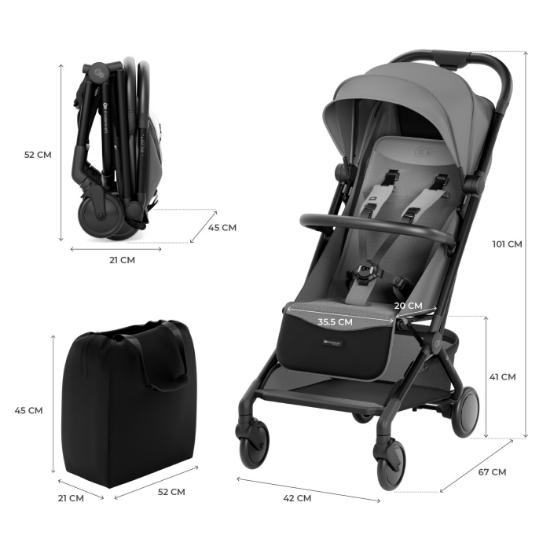 Imagine Cărucior sport Kinderkraft Pilot 2, 0–22 kg, Platinum Grey