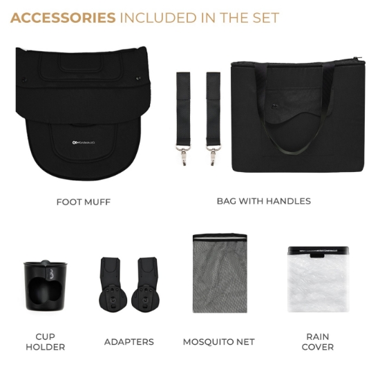 Imagine Cărucior Kinderkraft YOXI 3 în 1 Mink Pro – Pure Black