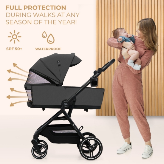 Imagine Carucior Kinderkraft Yoxi 3in1 (Mink Pro) Moon Grey