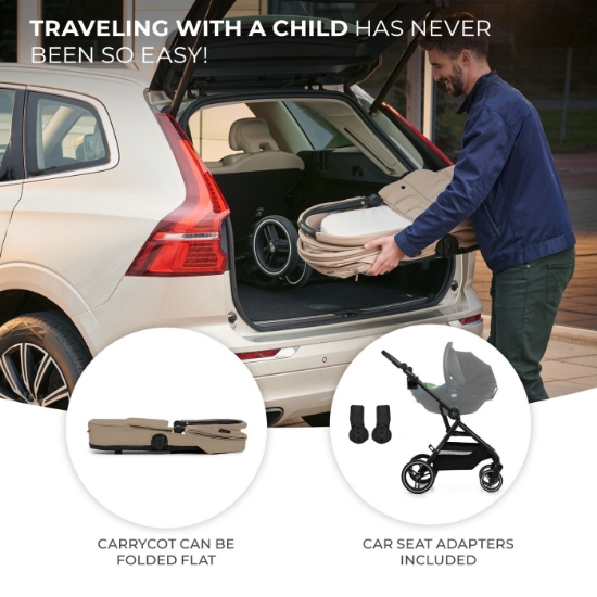 Imagine Cărucior Kinderkraft YOXI 3în1 (MINK PRO) Bej Nisip