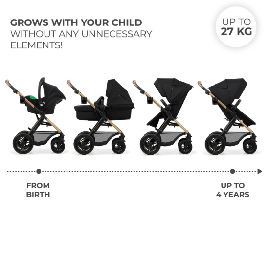 Imagine Carucior Kinderkraft MOOV 2 AIR 4 în 1 Pure Black