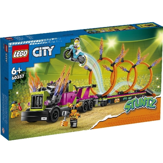 Imagine LEGO CITY CAMION DE CASCADORIE SI PROVOCAREA CERCURILOR DE FOC 60357