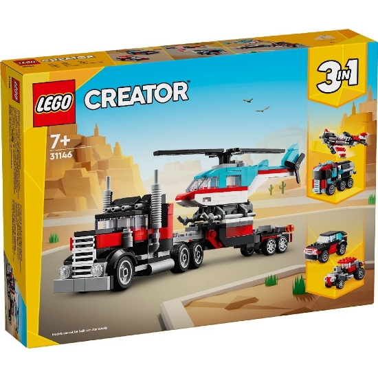Imagine Lego Creator 3în1 Camionetă platformă cu elicopter 31146