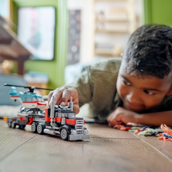 Imagine Lego Creator 3în1 Camionetă platformă cu elicopter 31146