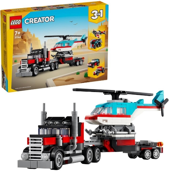Imagine Lego Creator 3în1 Camionetă platformă cu elicopter 31146