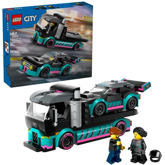 Imagine Lego City Mașină de curse și camion transportator de mașini 60406