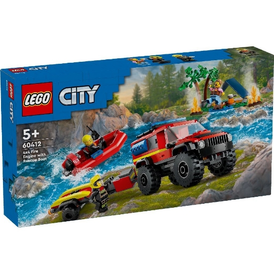 Imagine Lego City Camion 4x4 și barcă de pompieri 60412