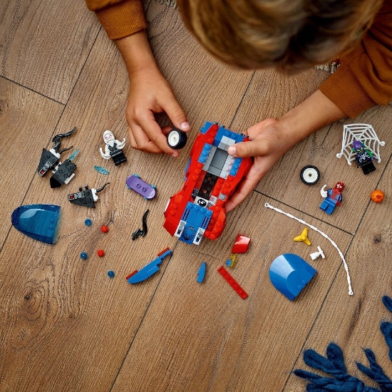 Imagine Lego Super Heroes Mașina de curse a Omului Păianjen și Venom Green Goblin 76279