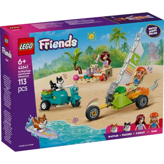 Imagine LEGO FRIENDS AVENTURI CU CATEI LA SURFING SI PE SCUTER 42641