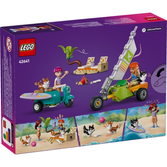 Imagine Lego Friends aventuri cu căței la surfing și pe scuter 42641