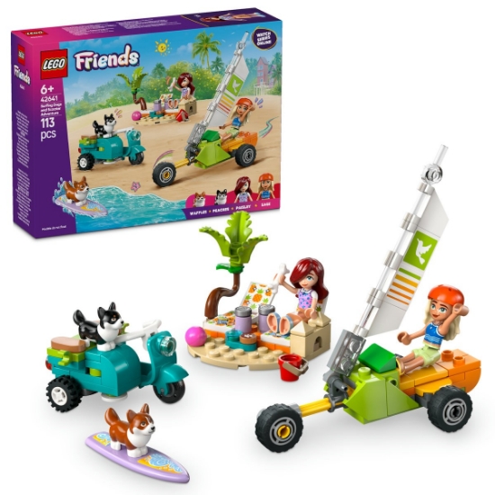 Imagine Lego Friends aventuri cu căței la surfing și pe scuter 42641