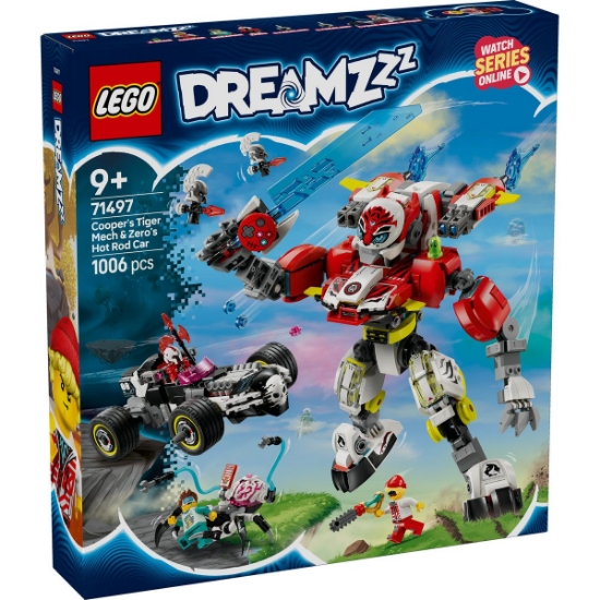 Imagine LEGO DREAMZzz Robotul tigru al lui Cooper și mașina hot rod a lui Zero 71497