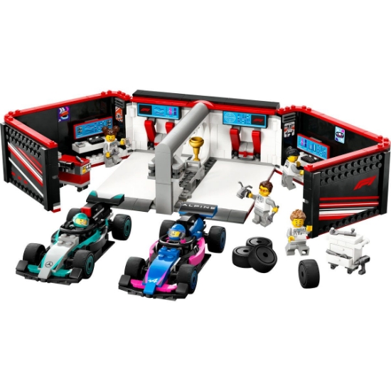 Imagine Lego City Garaj F1 și mașini Mercedes-AMG și Alpine 60444
