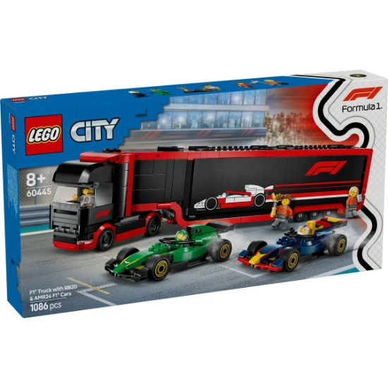 Imagine LEGO CITY CAMION F1 CU MASINILE F1 RB20 SI AMR24 60445