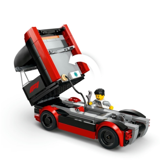 Imagine Lego City Camion F1 cu mașinile F1 RB20 și AMR24 60445