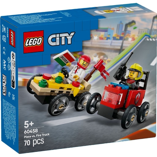 Imagine LEGO CITY PACHET DE CURSE FURGONETA DE PIZZA VS. CAMION DE POMPIERI 60458