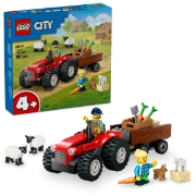 Imagine LEGO CITY TRACTOR DE FERMA ROSU CU REMORCA SI OI 60461