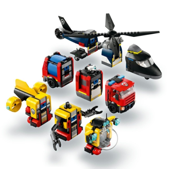 Imagine Lego City Elicopter, camion de pompieri și submarin remixate 60462