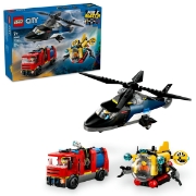 Imagine LEGO CITY ELICOPTER, CAMION DE POMPIERI SI SUBMARIN REMIXATE 60462