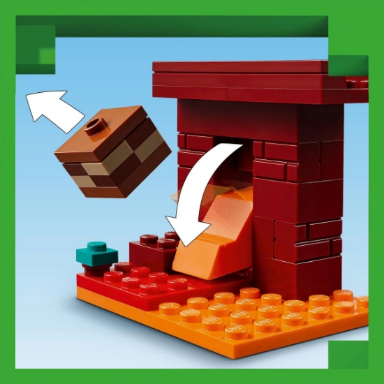 Imagine LEGO Minecraft Bătălie deasupra lavei în Nether 21266