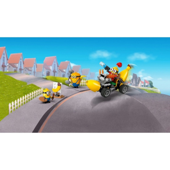 Imagine LEGO Despicable Me4 Minionii și mașina banană 75580