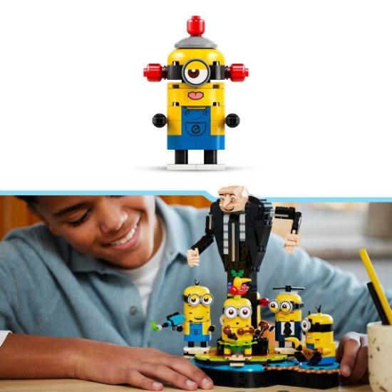 Imagine LEGO Despicable Me4 Gru și minionii din cărămizi 75582