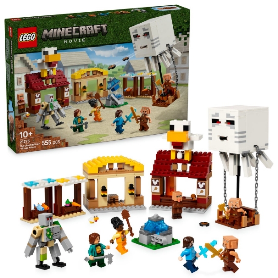 Imagine LEGO Minecraft Atacul baloanelor Ghast asupra satului 21273