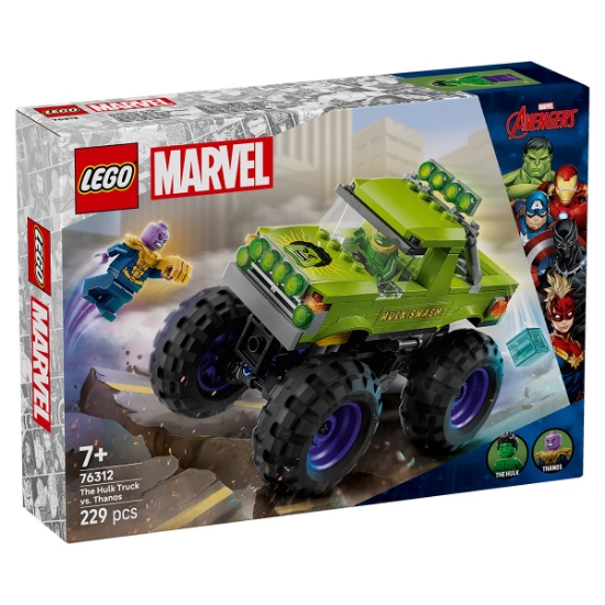 Imagine LEGO SUPER HEROES HULK IN VEHICUL DE TEREN CONTRA LUI THANOS 76312