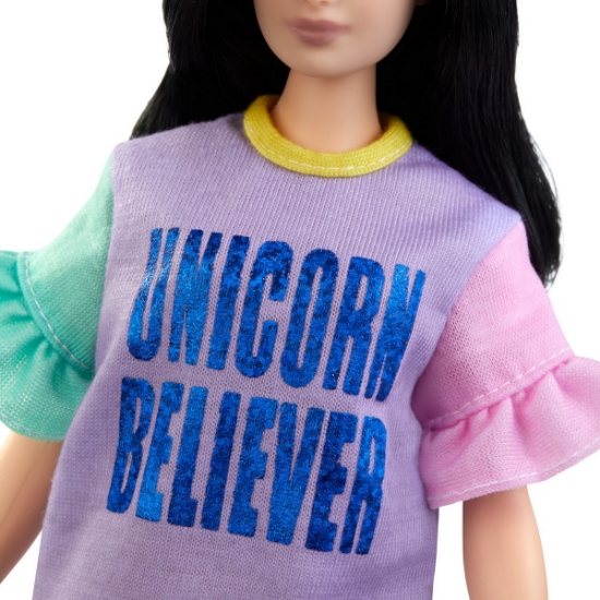 Imagine PAPUSA BARBIE FASHIONISTA CU ROCHITA UNICORN BELIEVER