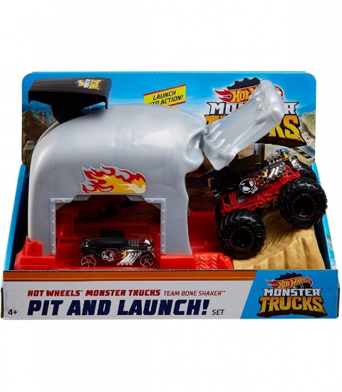 Imagine Hot Wheels Lansator Monster Truck Craniul cu două mașinuțe