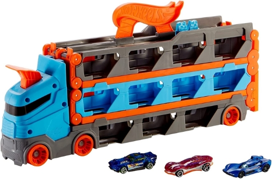 Imagine Hot Wheels 2 în 1 Mega transportator mașini pistă