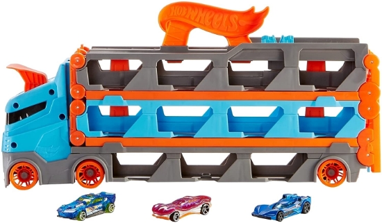 Imagine Hot Wheels 2 în 1 Mega transportator mașini pistă