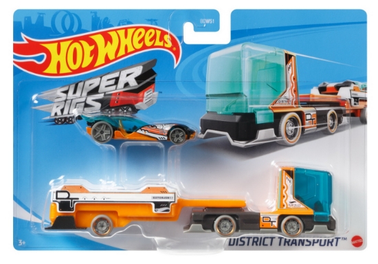Imagine SET CAMION SI MASINA SPORT HOT WHEELS DISTRICT TRANSPORT