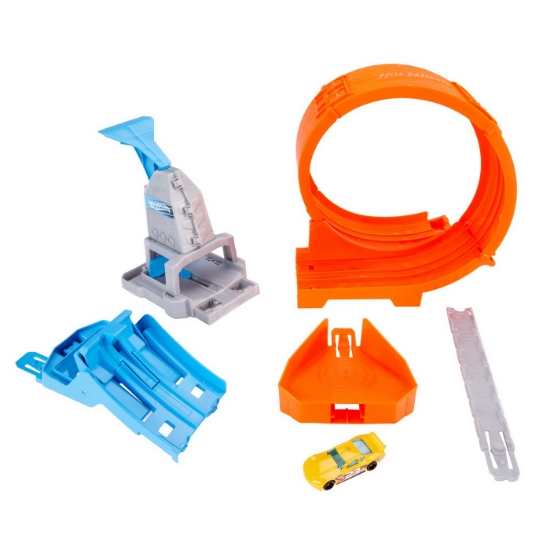 Imagine Hot Wheels circuit rapid cu lansator pentru cascadorii și mașinuță exclusivă