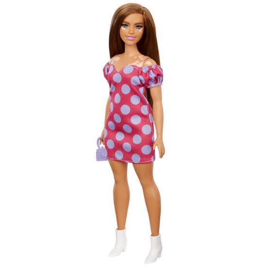 Imagine PAPUSA BARBIE FASHIONISTA SATENA CU ROCHIE ROZ CU BULINE