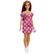Imagine PAPUSA BARBIE FASHIONISTA SATENA CU ROCHIE ROZ CU BULINE
