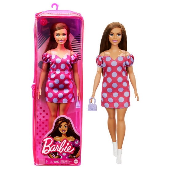 Imagine PAPUSA BARBIE FASHIONISTA SATENA CU ROCHIE ROZ CU BULINE
