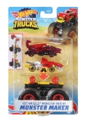 Imagine HOT WHEELS MONSTER TRUCK CU MASINUTE NEAGRU SI ROSU