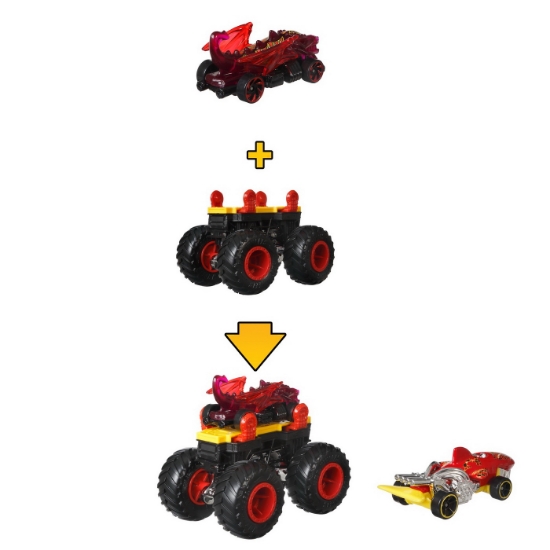 Imagine Hot Wheels Monster Truck cu mașinuțe negru și roșu