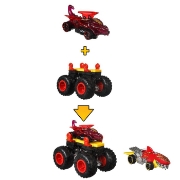 Imagine HOT WHEELS MONSTER TRUCK CU MASINUTE NEAGRU SI ROSU