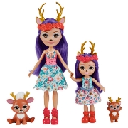 Imagine Enchantimals set păpuși surori și animăluțele lor Danessa Deer și Sprint și Danetta Deer și Fleet