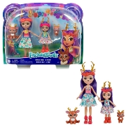 Imagine Enchantimals set păpuși surori și animăluțele lor Danessa Deer și Sprint și Danetta Deer și Fleet