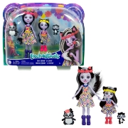 Imagine ENCHANTIMALS SET PAPUSI SURORI SI ANIMALUTELE LOR SAGE SKUNK SI CAPER SI SABELLA SKUNK SI STRIPER