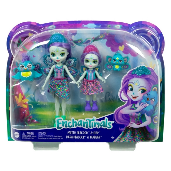 Imagine ENCHANTIMALS SET PAPUSI SURORI SI ANIMALUTELE LOR PATTER PEACOCK SI FLAP SI PIERA PEACOCK SI FEATHER