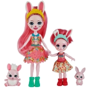 Imagine ENCHANTIMALS SET PAPUSI SURORI SI ANIMALUTELE LOR  BREE BUNNY SI TWIST SI BEDELIA BUNNY SI TAPPY