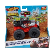 Imagine HOT WHEELS MONSTER TRUCK ROARIN WRECKERS BONE SHAKER CU FUNCTII SI SUNETE SCARA  1:43